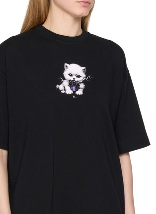  - Y'S - Cat Graphic Cotton T-Shirt