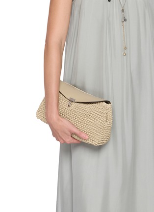 Front View - Click To Enlarge - TOTEME - T-Lock Woven Leather Clutch