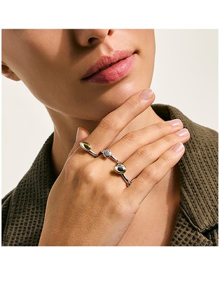  - JOHN HARDY - Pebble Diamond 14K Gold Sterling Silver Stack Ring Set of 3 — Size 6