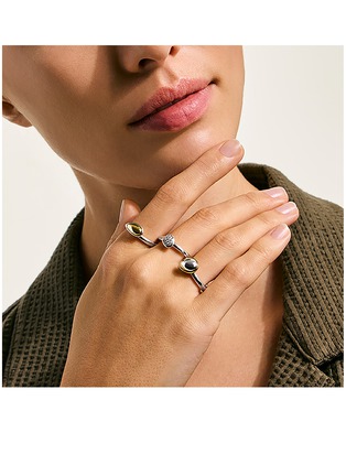  - JOHN HARDY - Pebble Diamond 14K Gold Sterling Silver Stack Ring Set of 3 — Size 7