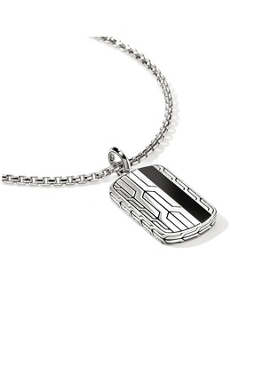  - JOHN HARDY - Icon 50 Treated Onyx Sterling Silver Pendant Box Chain Necklace — Size 22