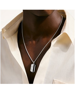  - JOHN HARDY - Icon 50 Treated Onyx Sterling Silver Pendant Box Chain Necklace — Size 22