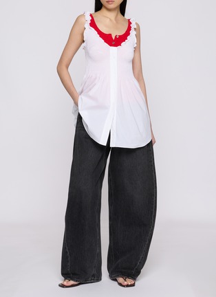 Back View - Click To Enlarge - SKIMS - Poplin Apparel Mini Smocked Dress