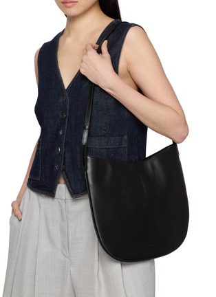 Figure View - Click To Enlarge - NOTHING WRITTEN - Flat Round Leather Shoulder Bag
