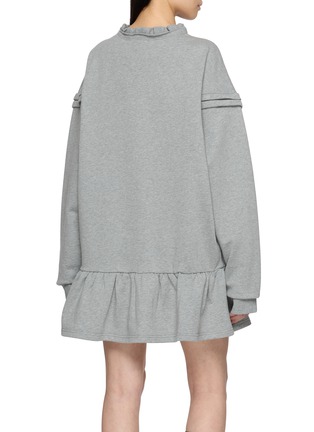 Back View - Click To Enlarge - SHUSHU/TONG - Raw Edge Wave Collar Tuck Detail Sweatshirt Dress