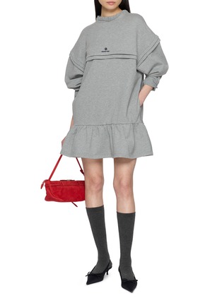 Figure View - Click To Enlarge - SHUSHU/TONG - Raw Edge Wave Collar Tuck Detail Sweatshirt Dress
