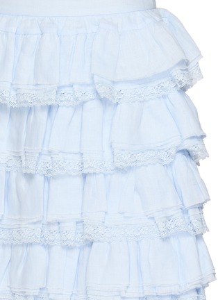  - SHUSHU/TONG - Tiered Ruffle Lace Trim Linen Skirt