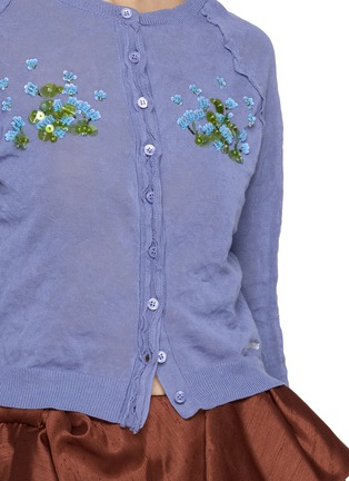  - SHUSHU/TONG - Beaded Floral Embellished Cotton Blend Knit Cardigan
