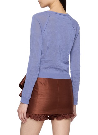 Back View - Click To Enlarge - SHUSHU/TONG - Beaded Floral Embellished Cotton Blend Knit Cardigan