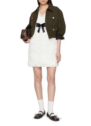 Figure View - Click To Enlarge - SHUSHU/TONG - Ruffle Texture Heart Neckline Cotton Blend Dress