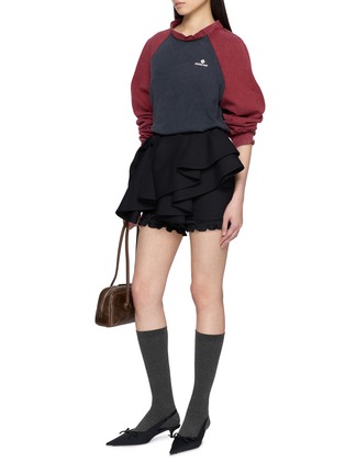 Figure View - Click To Enlarge - SHUSHU/TONG - Long Raglan Sleeve Contrast Panel Cotton T-Shirt