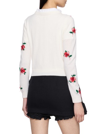 Back View - Click To Enlarge - SHUSHU/TONG - Threadwork Floral Embroidered Wool Knit Cardigan
