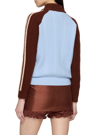 Back View - Click To Enlarge - SHUSHU/TONG - Colour Block Raglan Sleeve Wool Knit Cardigan