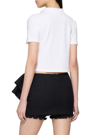 Back View - Click To Enlarge - SHUSHU/TONG - Wave Lace Collar Logo Embroidered Cotton T-Shirt