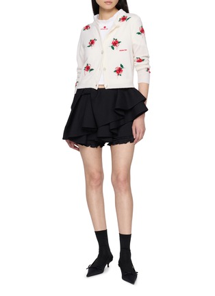 Figure View - Click To Enlarge - SHUSHU/TONG - Wave Lace Collar Logo Embroidered Cotton T-Shirt