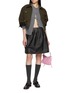 Figure View - Click To Enlarge - SHUSHU/TONG - Low Waist Pleated Leather Mini Skirt