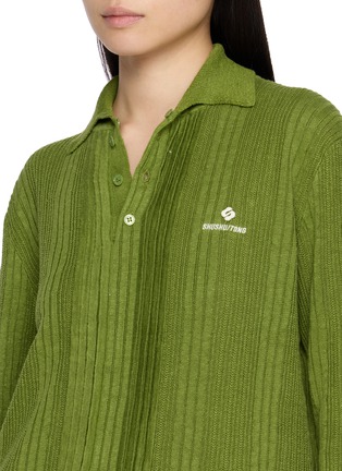  - SHUSHU/TONG - Contrast Collar Ribbed Linen Knit Sweater