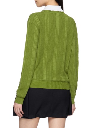 Back View - Click To Enlarge - SHUSHU/TONG - Contrast Collar Ribbed Linen Knit Sweater
