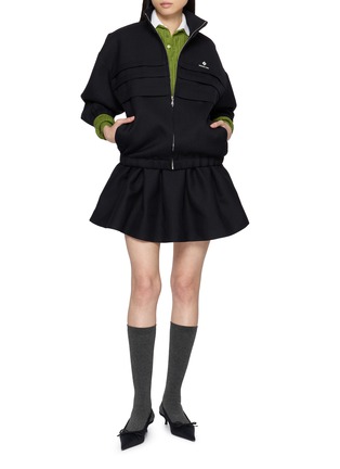 Figure View - Click To Enlarge - SHUSHU/TONG - Contrast Collar Ribbed Linen Knit Sweater