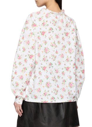 Back View - Click To Enlarge - SHUSHU/TONG - Long Sleeve Floral Print Ruffled Neck Cotton T-Shirt