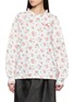 SHUSHU/TONG Long Sleeve Floral Print Ruffled Neck Cotton T-Shirt