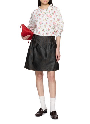 Figure View - Click To Enlarge - SHUSHU/TONG - Long Sleeve Floral Print Ruffled Neck Cotton T-Shirt
