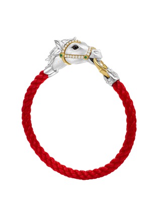 Detail View - Click To Enlarge - YICI ZHAO ART & JEWELS - Horse Silver Obsidian Tsavorite Zircon Bracelet