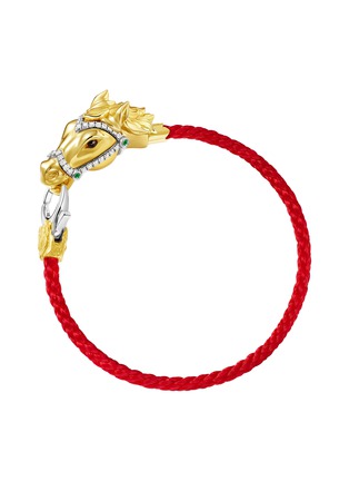 Detail View - Click To Enlarge - YICI ZHAO ART & JEWELS - Horse 18K Gold Platinum Diamond Obsidian Tsavorite Bracelet