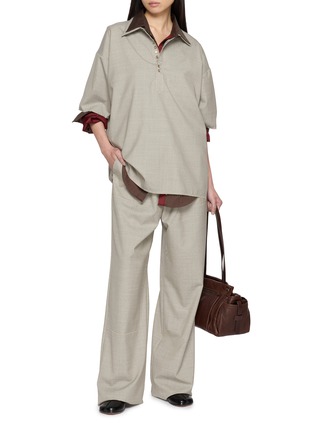Figure View - Click To Enlarge - SONIA CARRASCO - Short Sleeve Half Placket Tailored Shirt