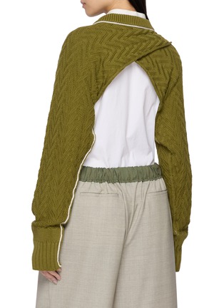 Back View - Click To Enlarge - SONIA CARRASCO - Cross Front Chevron Knit Cropped Sweater