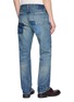 Back View - Click To Enlarge - EDWIN - Distressed Patchwork Straight Leg Denim Jeans