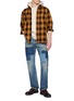 Figure View - Click To Enlarge - EDWIN - Distressed Patchwork Straight Leg Denim Jeans