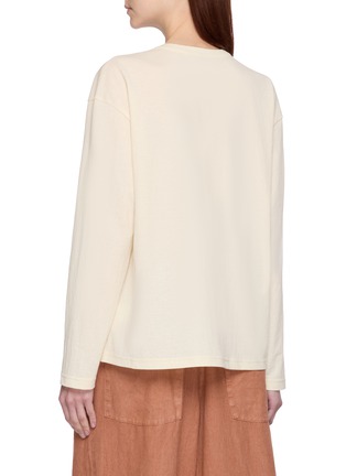 Back View - Click To Enlarge - LAOWLA - Embroidered Detail Henley Collar Top