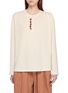 LAOWLA Embroidered Detail Henley Collar Top