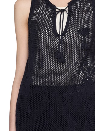  - LAOWLA - Hollow Out Embroidered Open Knit Cotton Linen Vest