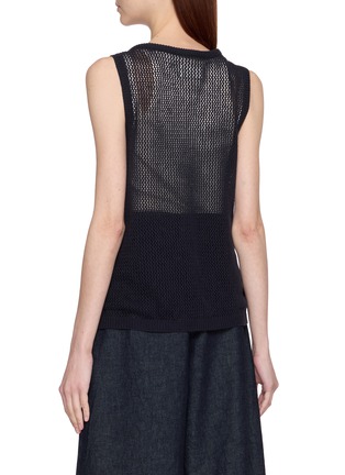 Back View - Click To Enlarge - LAOWLA - Hollow Out Embroidered Open Knit Cotton Linen Vest