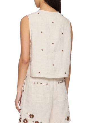 Back View - Click To Enlarge - LAOWLA - Cat Hand Embroidered Linen Vest