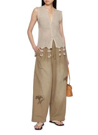 Figure View - Click To Enlarge - LAOWLA - Embroidered Washed Faded Pants