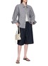 Figure View - Click To Enlarge - LAOWLA - Floral Embroidery Frayed Trim Cotton Linen Silk Jacket
