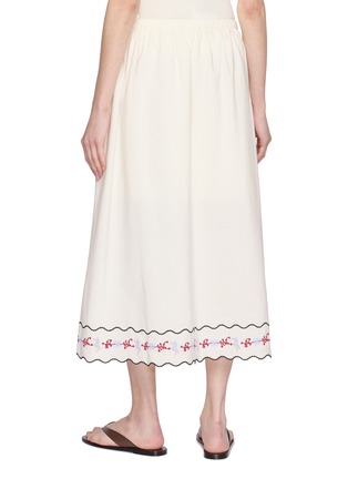 Back View - Click To Enlarge - LAOWLA - Floral Embroidery Elasticated Waistband Midi Skirt