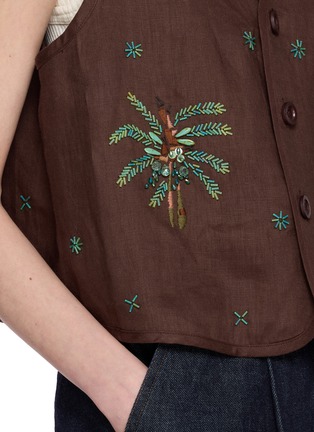  - LAOWLA - Palm Tree Hand Embroidered Linen Vest
