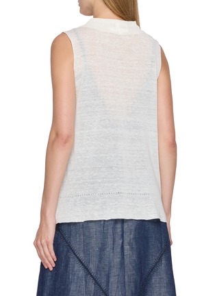 Back View - Click To Enlarge - SWAYING - Polo Collar Linen Silk Vest