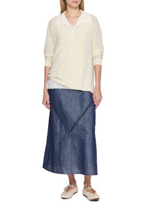 Figure View - Click To Enlarge - SWAYING - Polo Collar Linen Silk Vest