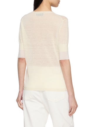 Back View - Click To Enlarge - SWAYING - Short Sleeve Sheer Linen Crewneck Top
