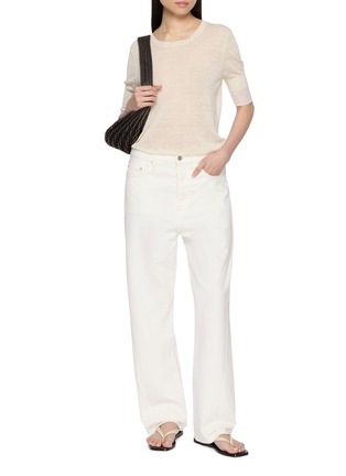 Figure View - Click To Enlarge - SWAYING - Short Sleeve Sheer Linen Crewneck Top