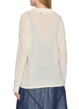 Back View - Click To Enlarge - SWAYING - Long Sleeve Open Collar Linen Top