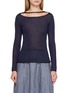 SWAYING Long Sleeve Cutout Neck Sheer Silk Top