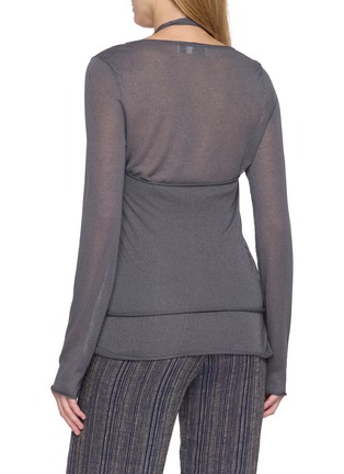 Back View - Click To Enlarge - SWAYING - Halter Two-Piece Sheer Panel Knit Top