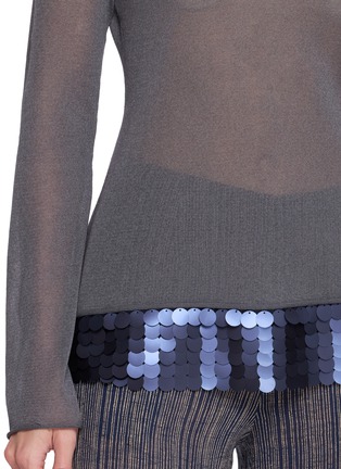  - SWAYING - Sequined Hem Sheer Knit Top