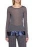 SWAYING Sequined Hem Sheer Knit Top